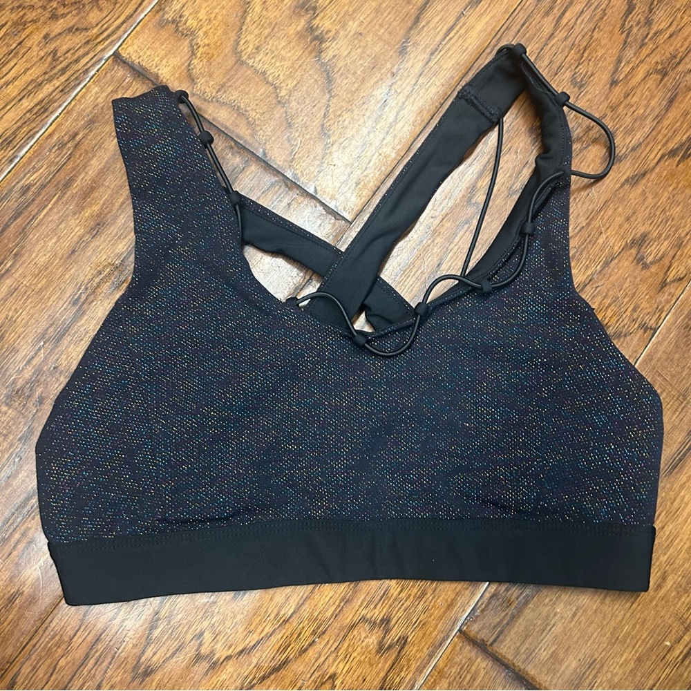 SoulCycle black metallic Sports Bra